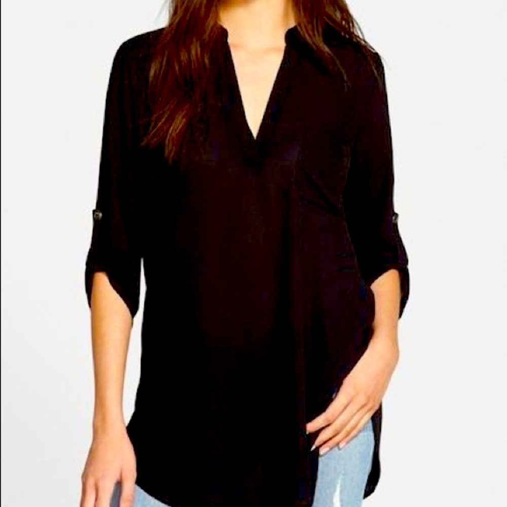 Nordstrom Lush brand 3/4 sleeve black blouse
